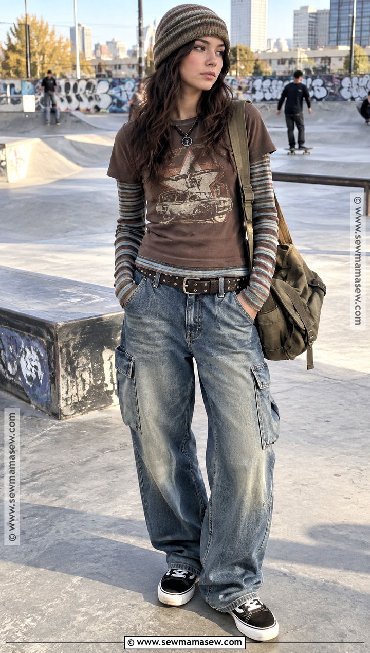 Graphic Tee And Baggy Jeans Y2K Autumn Outfit - 25 y2k autumn outfits