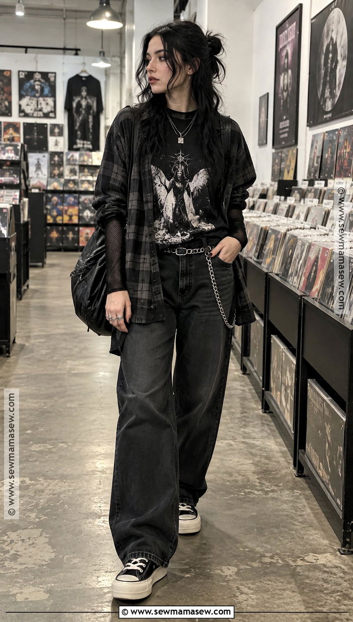 Graphic Tee And Black Jeans Autumn Goth Outfit - 20 autumn goth outfits