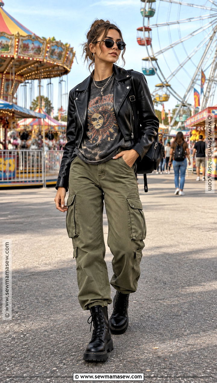 Graphic Tee And Cargo Pants Fall Fair Outfit - 20 Fall Fair Outfit Ideas