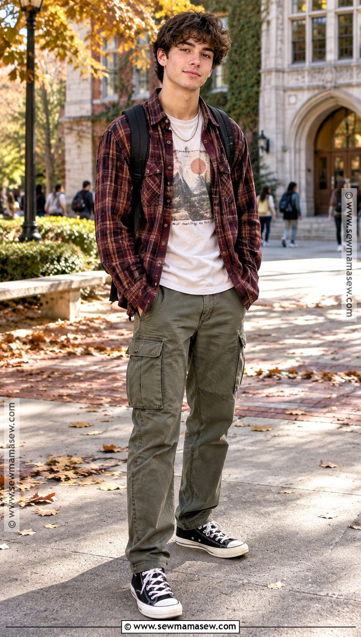 Graphic Tee And Cargo Pants Fall School Outfit - 20 cute fall school outfits