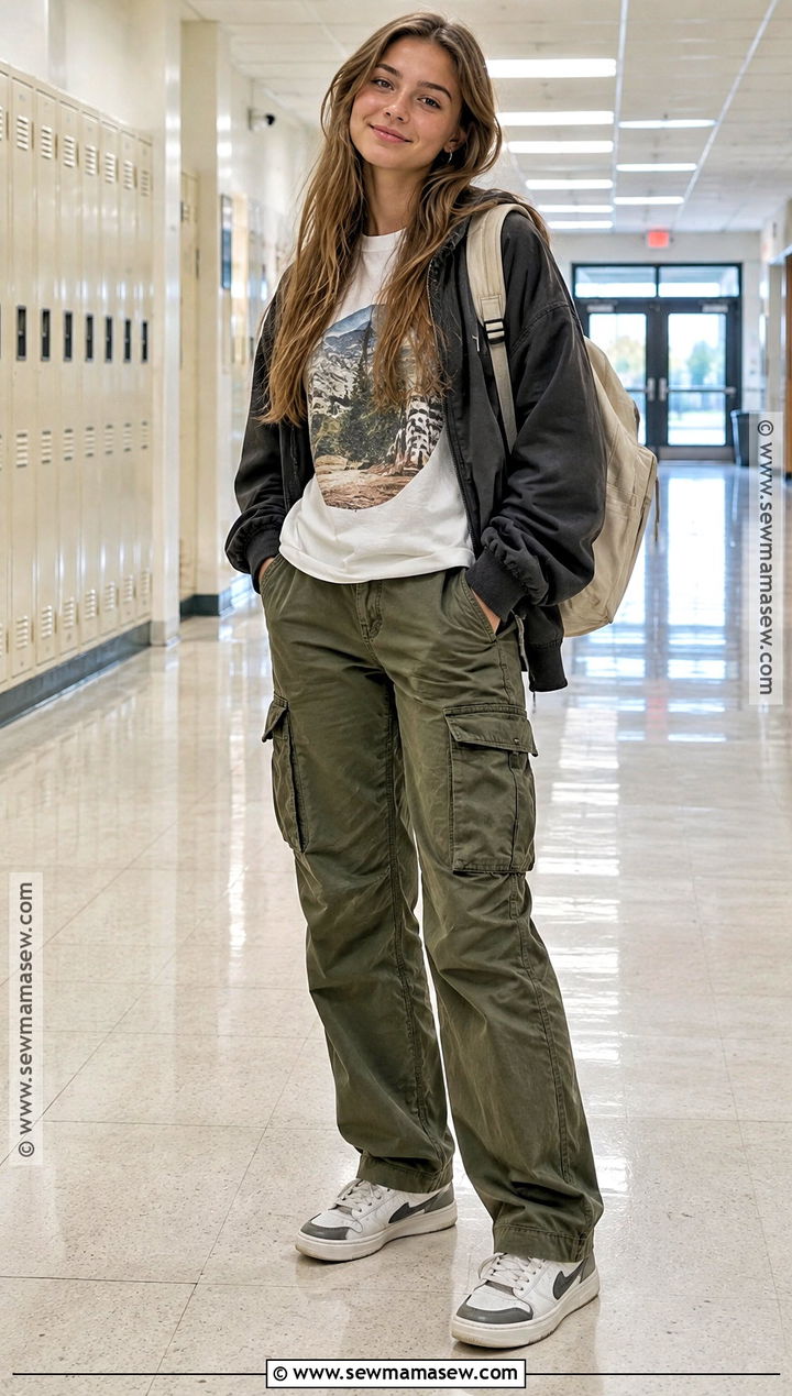 Graphic Tee And Cargo Pants School Outfit - 15 back to school highschool outfits
