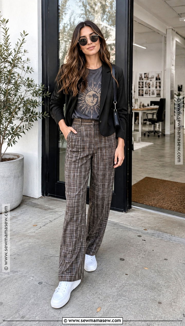 Graphic Tee And Plaid Pants Fall Outfit - 25 fall outfits 2026 for women