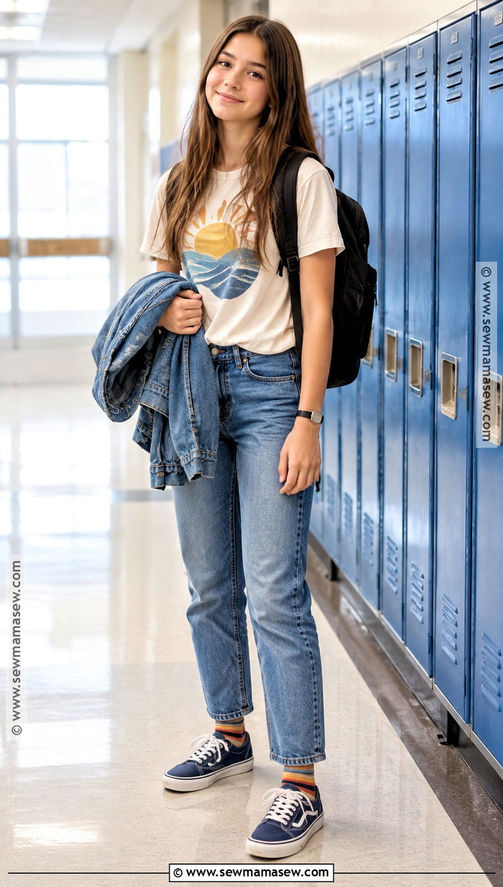 Graphic Tee And Straight Leg Jeans Outfit - 20 middle school back to school outfits