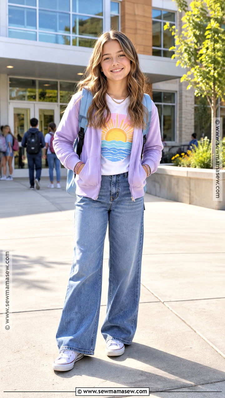Graphic Tee And Wide Leg Jeans 6th Grade Outfit - 15 Back To School Fits 6Th Grade