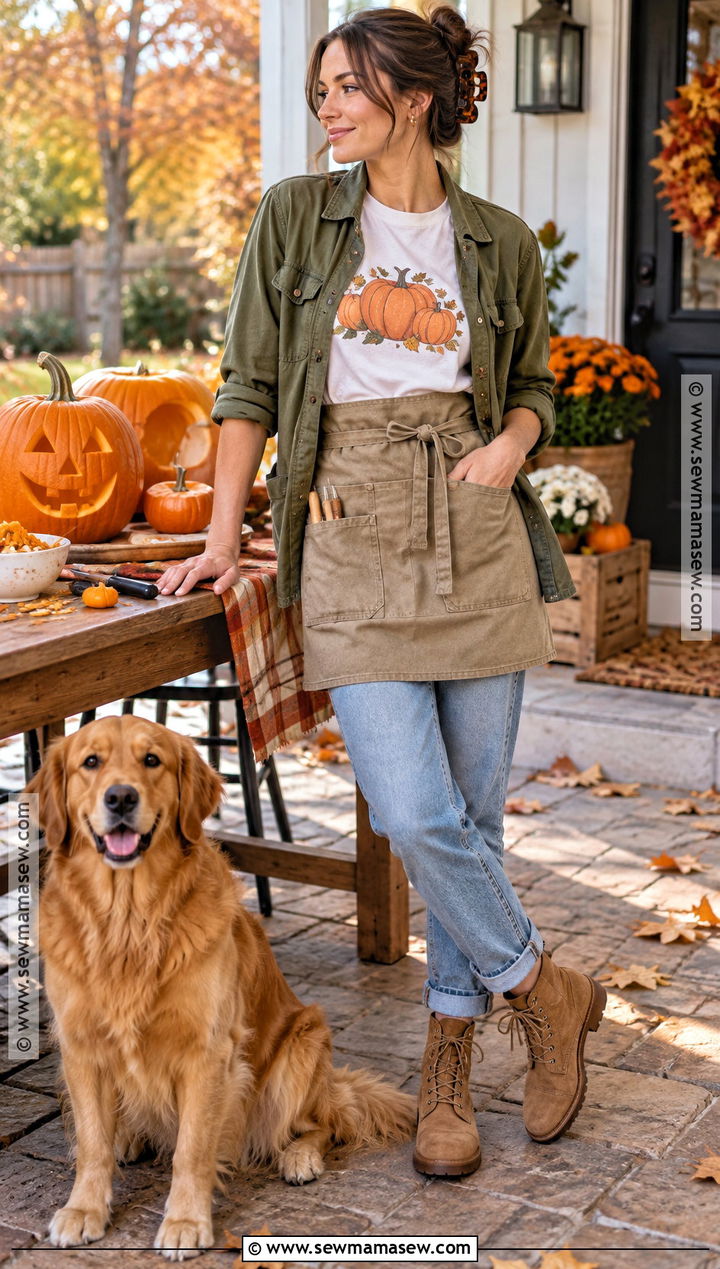 Graphic Tee Pumpkin Carving Outfit - 20 Pumpkin Carving Outfit Ideas