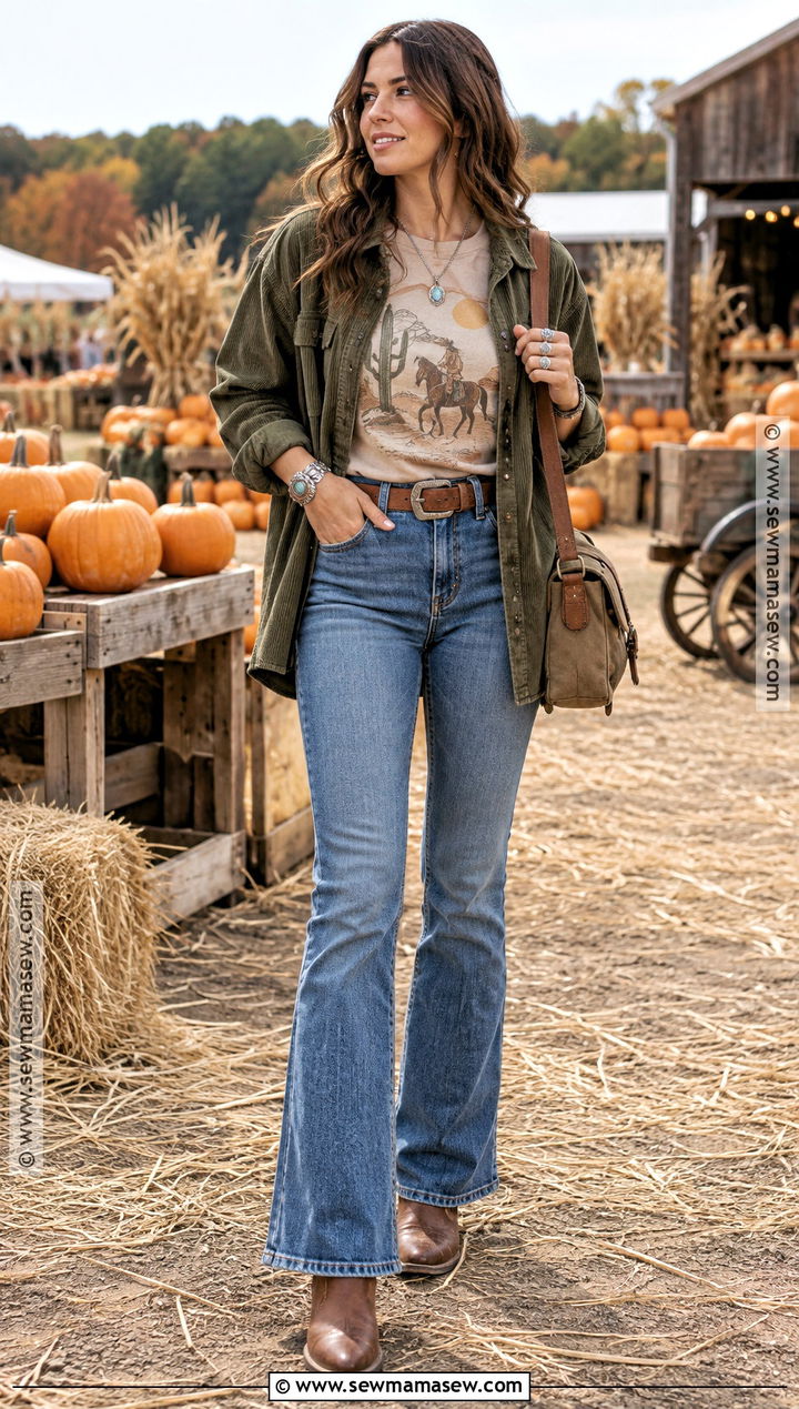 Graphic Tee Pumpkin Patch Outfit With Cowgirl Boots - 20 Pumpkin Patch Outfit Cowgirl Boots