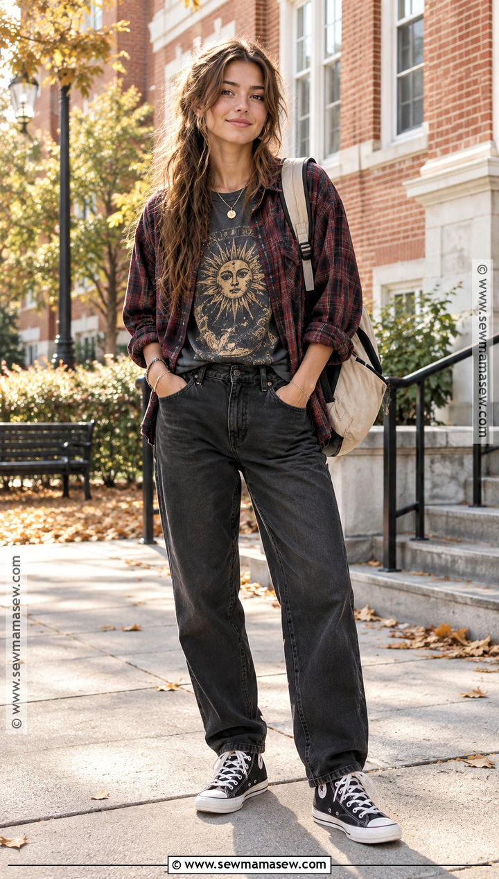 Graphic Tee With Flannel And Black Jeans - 15 back to school graphic tees ideas