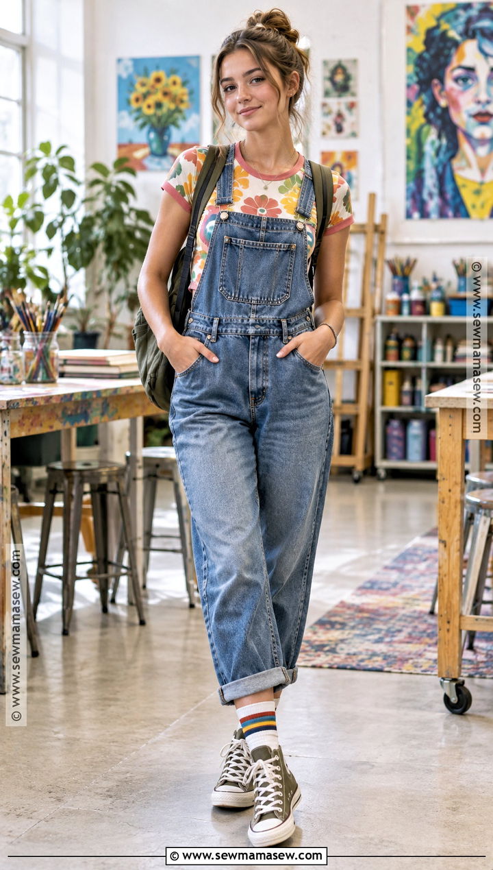Graphic Tee With Overalls - 15 back to school graphic tees ideas
