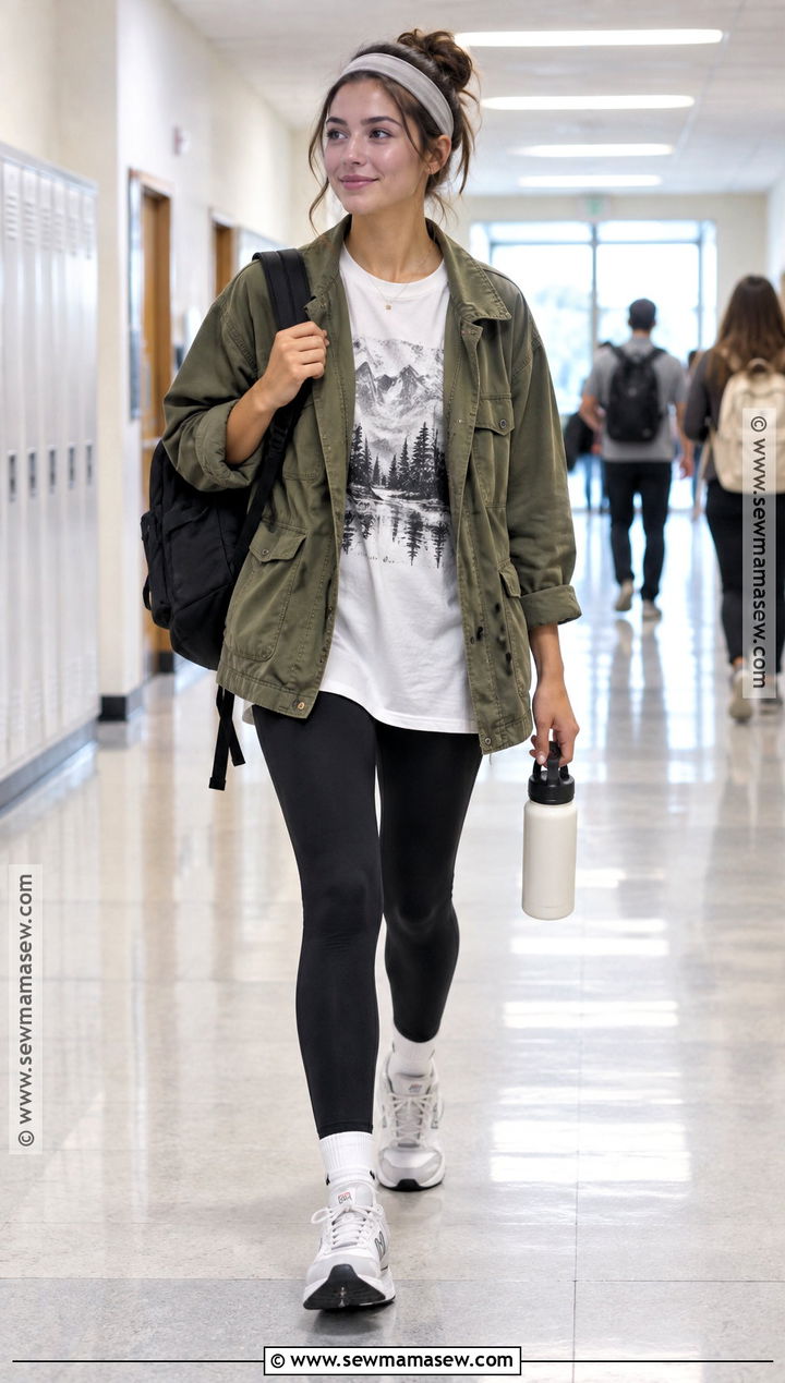 Graphic Tee With Utility Jacket And Leggings - 15 back to school graphic tees ideas