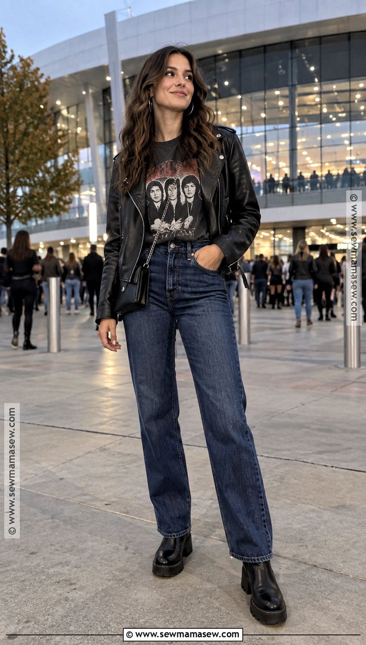 Graphic Tee and Straight Leg Jeans Fall Concert Outfit - 20 concert outfit ideas fall