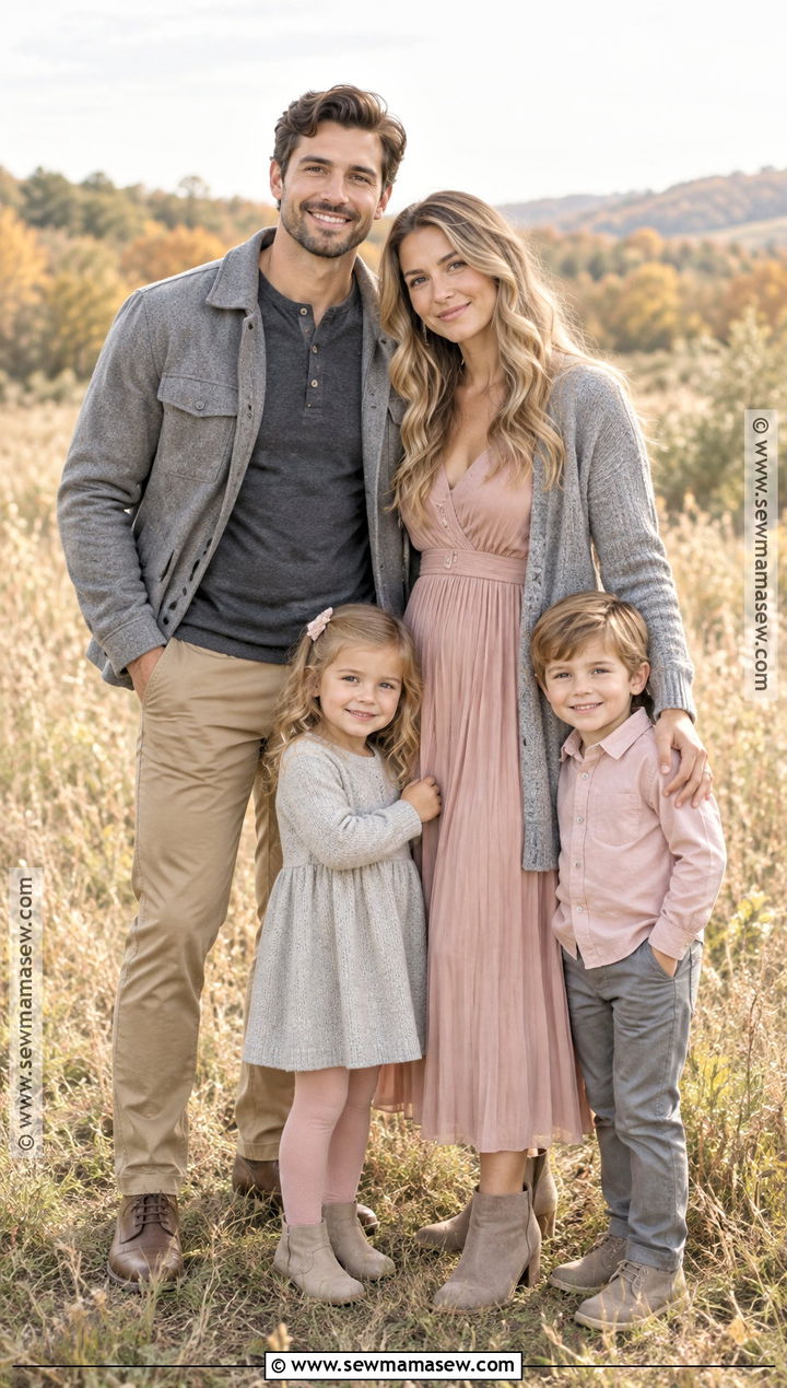 Gray And Blush Fall Family Photo Outfits - 15 fall outdoor family photo outfit ideas