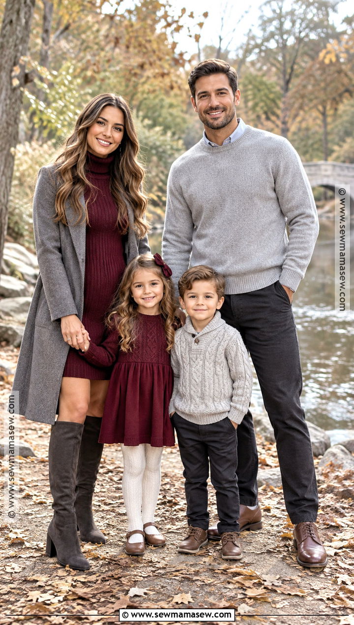 Gray And Burgundy Fall Family Picture Outfit - 20 fall picture outfits for family