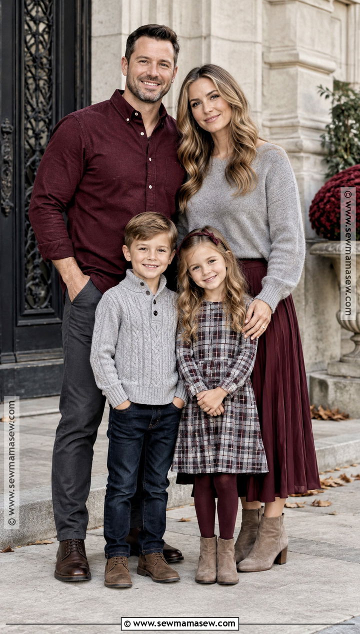 Gray And Burgundy Fall Family Picture Outfits - 15 family outfits for fall pictures