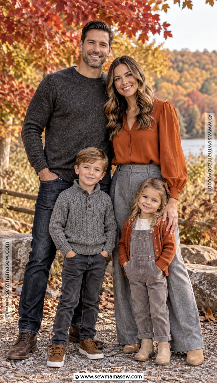Gray And Burnt Orange Family Photoshoot Outfits - 15 autumn family photoshoot outfit ideas
