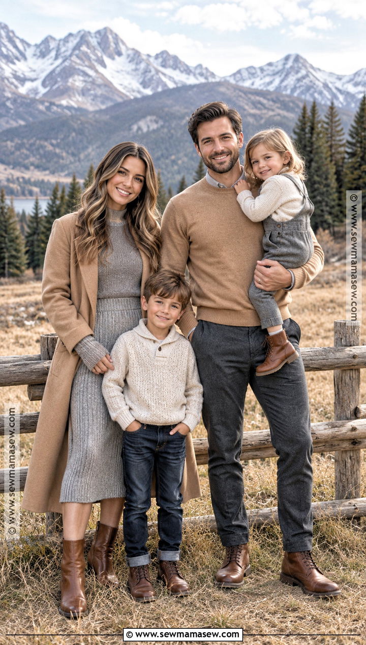 Gray And Camel Mountain Family Photo Outfits - 15 family photo outfits fall mountains