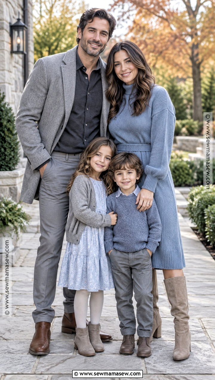 Gray And Dusty Blue Family Fall Picture Outfit - 25 family fall pictures outfits