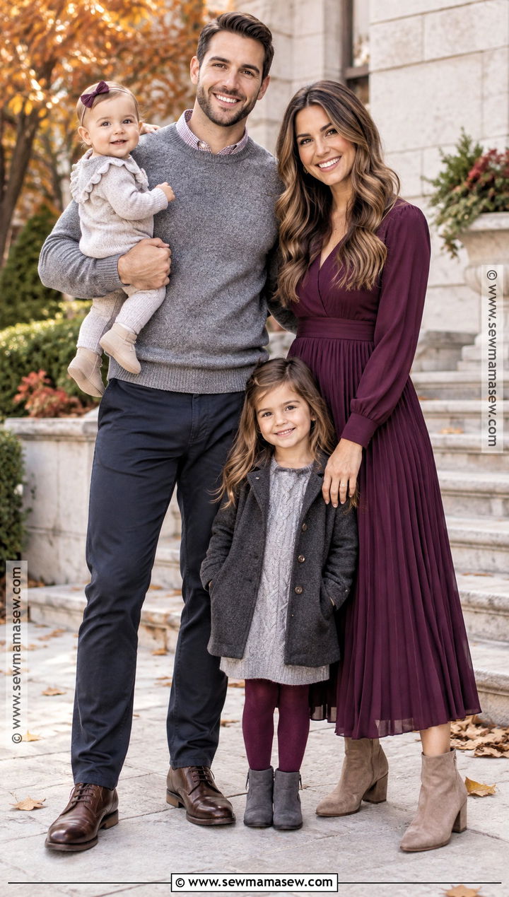 Gray And Plum Family Fall Photoshoot Outfit - 25 family fall photoshoot outfits