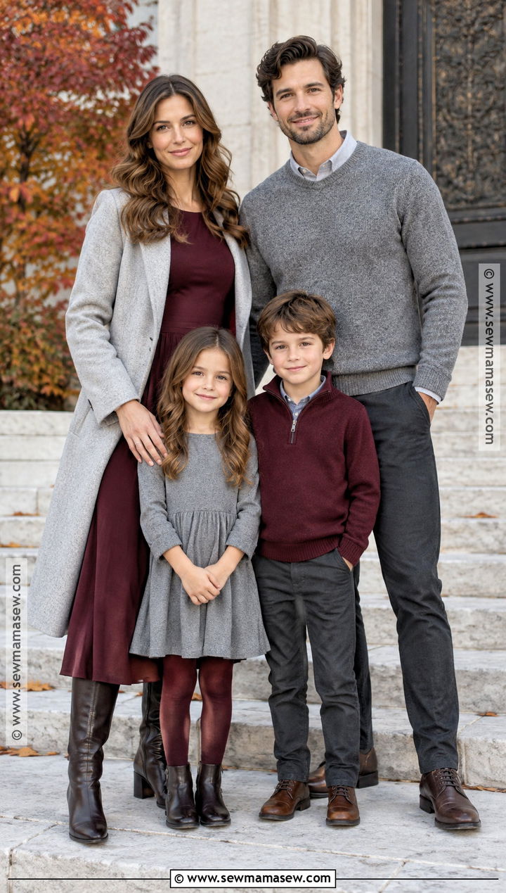 Gray And Wine Fall Family Picture Outfits - 15 Family Pictures Matching Outfits Fall