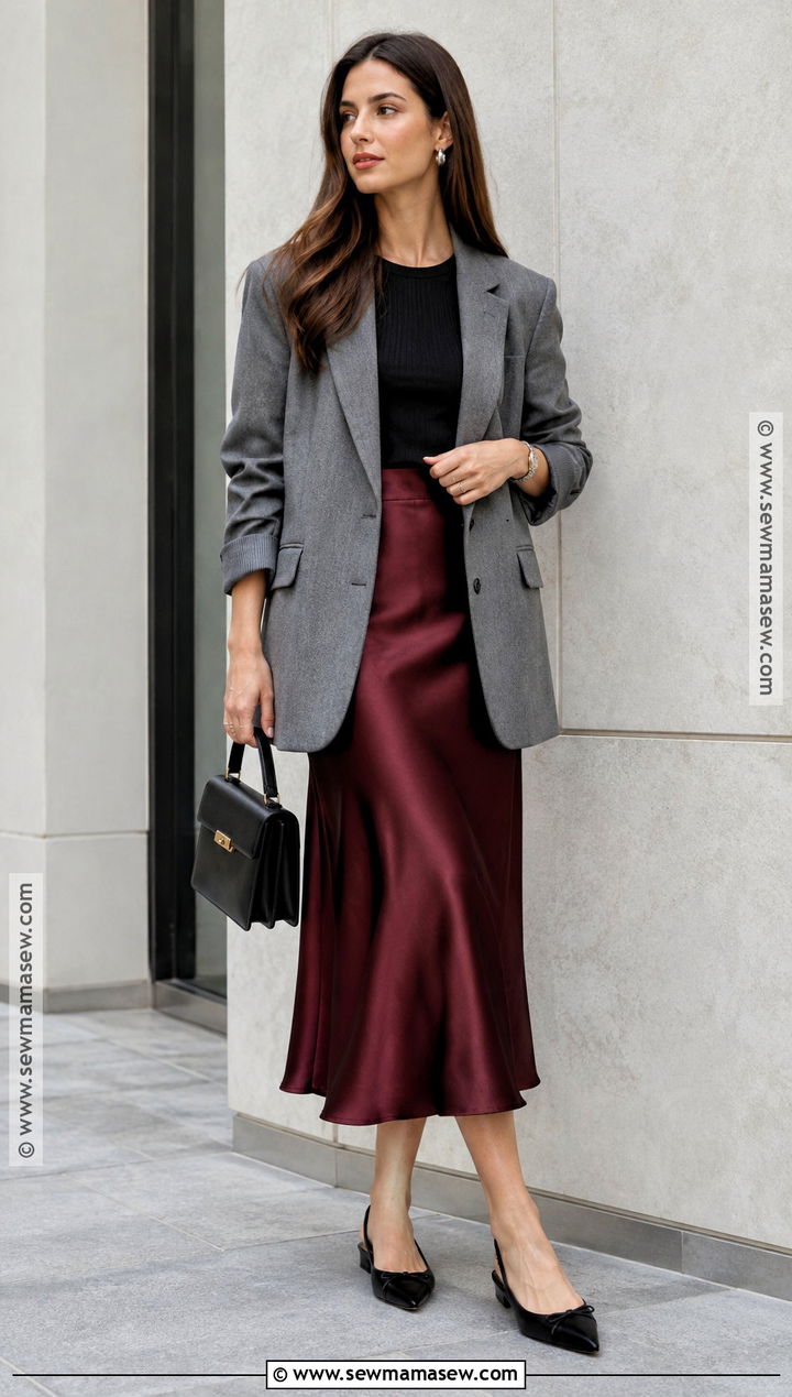 Gray Blazer And Midi Skirt Fall Capsule Outfit - 15 Fall 2026 Wardrobe Capsule Ideas