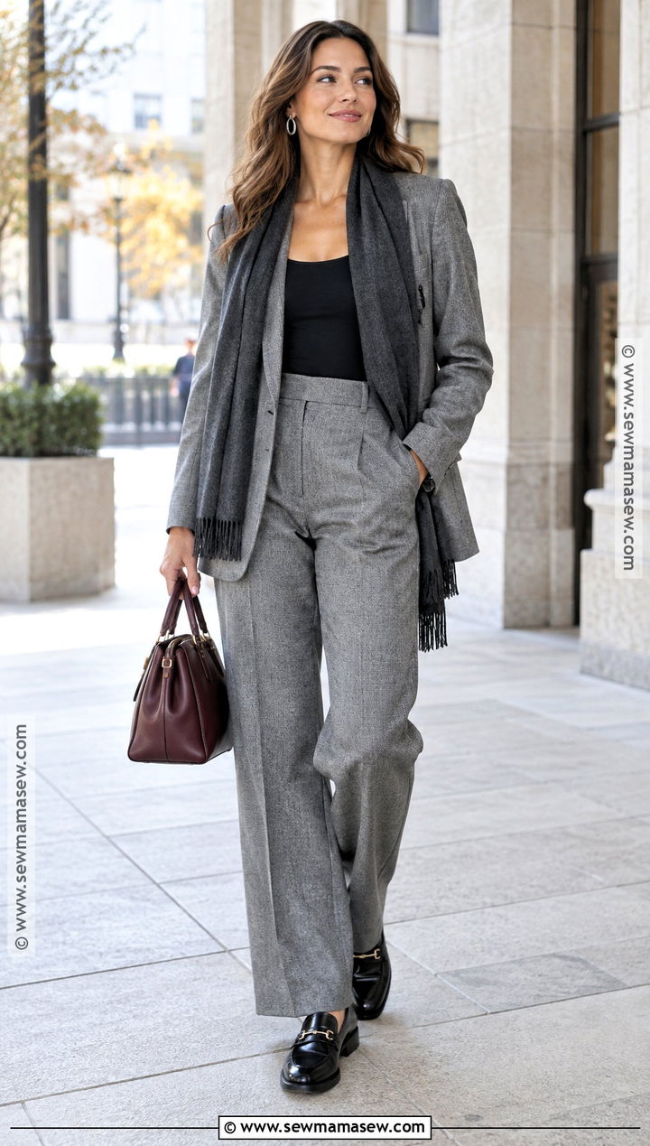 Gray Blazer And Straight Leg Trousers Outfit - 20 fall outfits shein codes