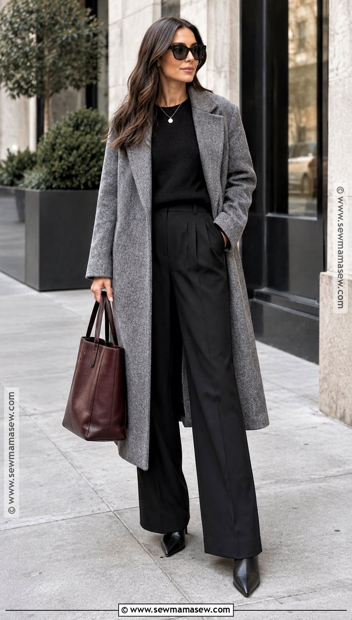 Gray Coat With Black Trousers - 15 nyc fall outfits street style 2026