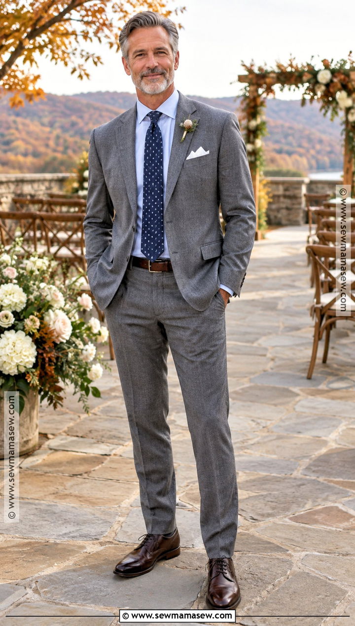 Gray Flannel Father Of The Bride Suit - 15 Fall Wedding Father Of The Bride Outfit Ideas