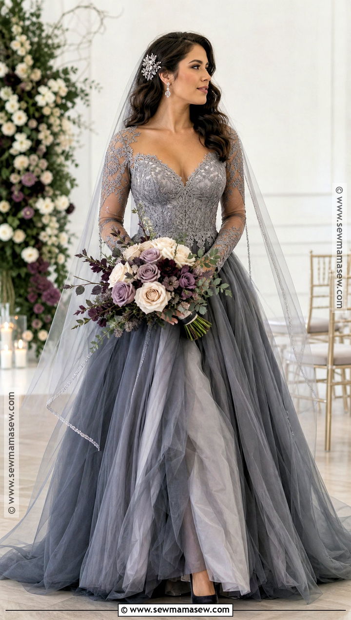 Gray Gothic Halloween Wedding Dress - 30 halloween wedding dresses