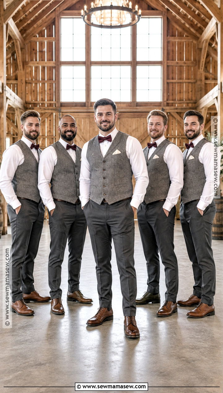 Gray Herringbone Vest Groomsmen Attire - 15 groomsmen attire rustic fall ideas