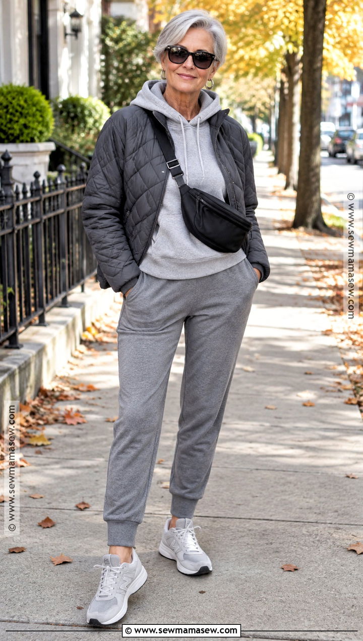 Gray Hoodie and Joggers Monochrome Fall Athleisure Outfit - 25 fall athleisure outfits