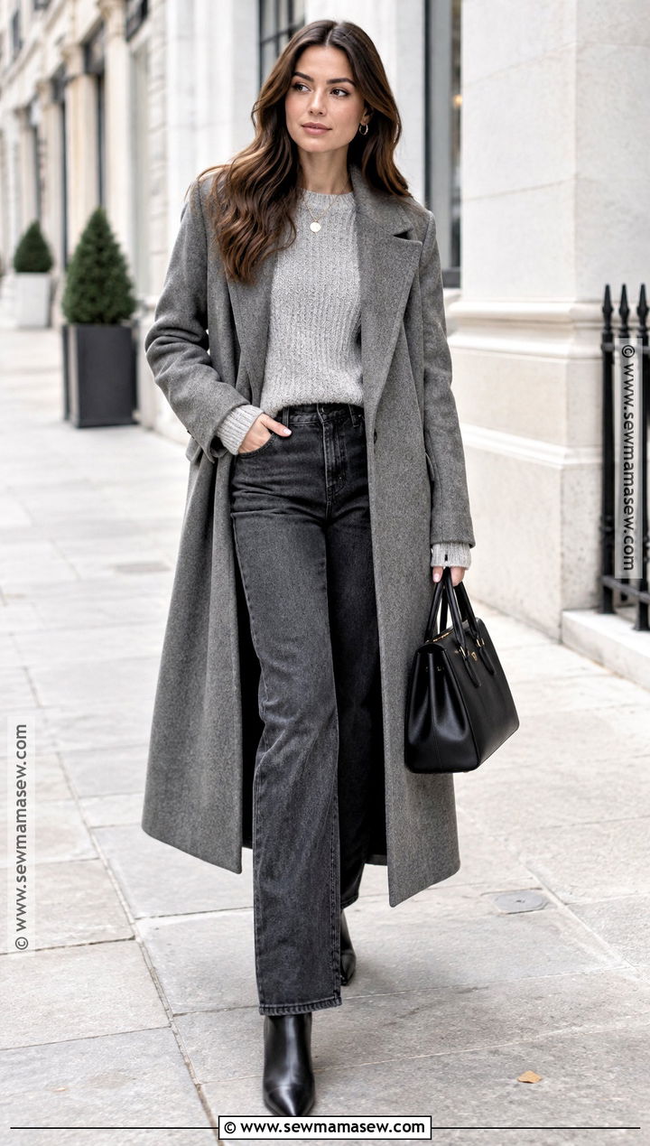 Gray Jeans With A Monochrome Gray Outfit - 20 gray jeans outfit fall