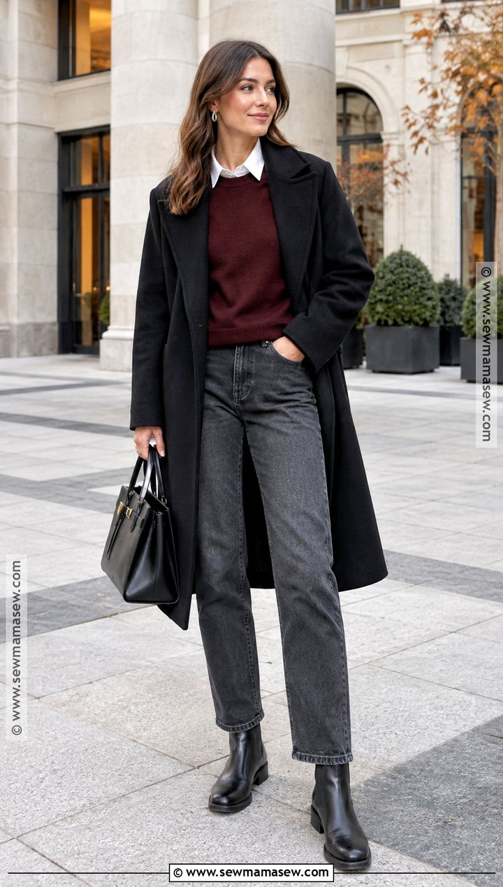 Gray Jeans With Burgundy Sweater And Chelsea Boots - 20 autumn jeans