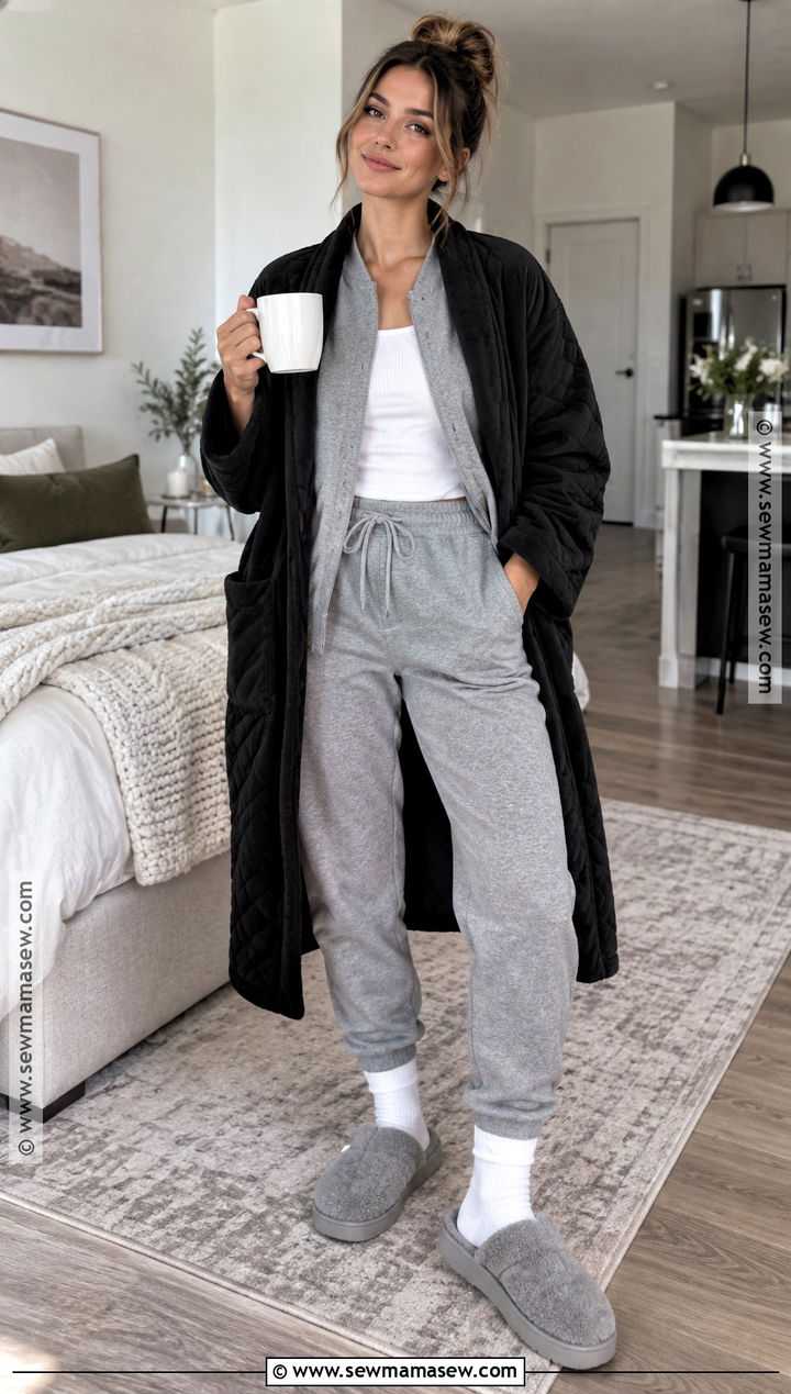Gray Jogger Fall Pajama Set - 20 Fall Pjs Aesthetic Ideas