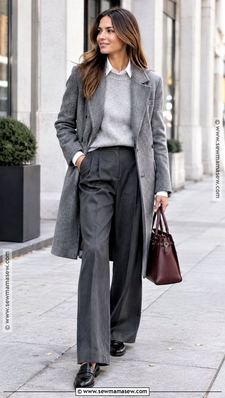 Gray Knit And Gray Trousers Fall Outfit - 15 fall fashion preview ideas