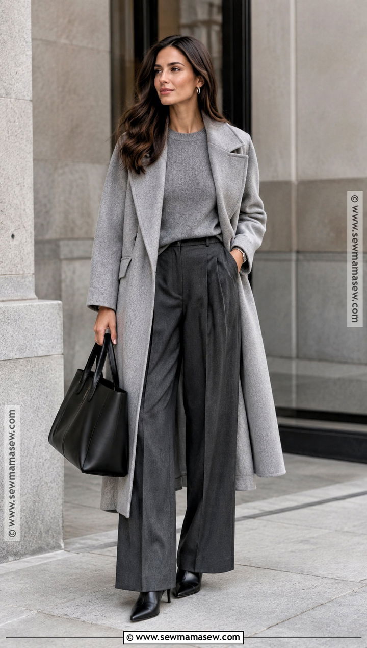 Gray Knit And Wide Leg Pants Fall Outfit - 15 fall fashion 2026 aesthetic ideas