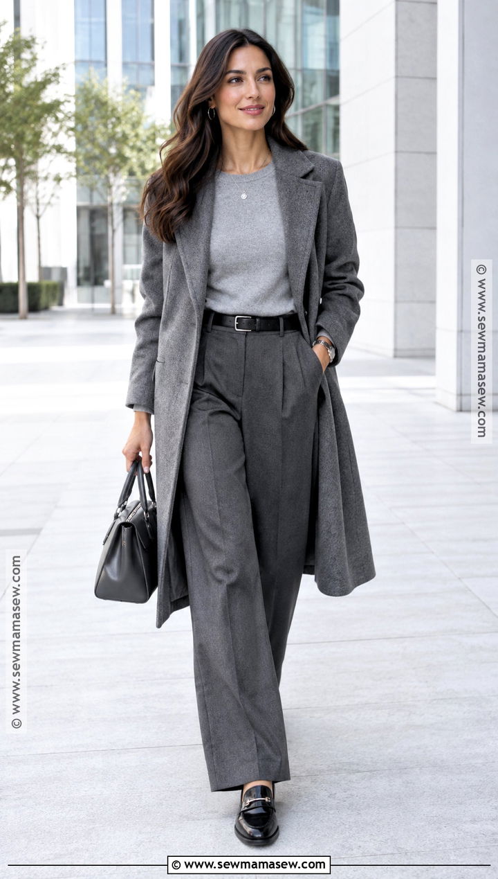 Gray Monochrome Office Outfit - 15 fall 2026 fashion trends office