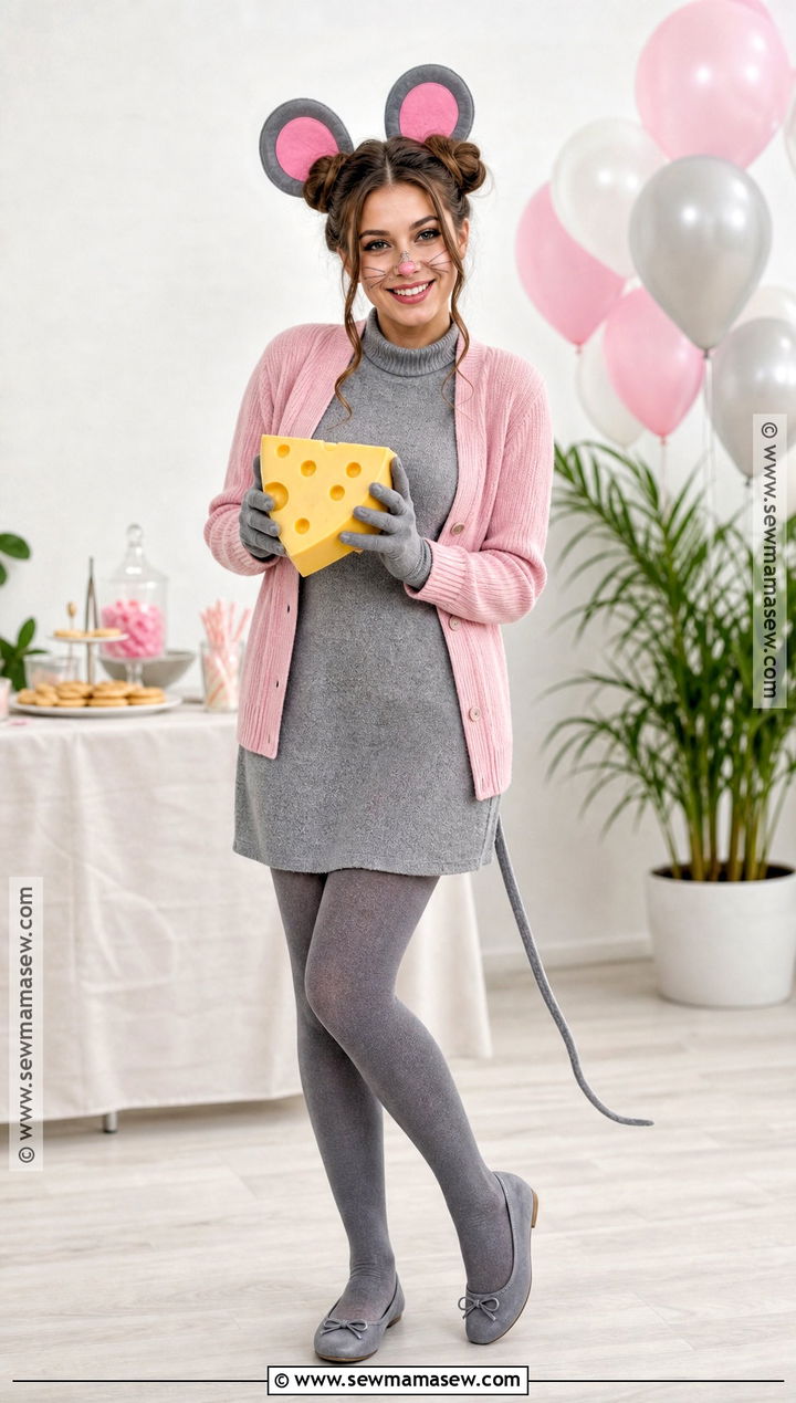 Gray Mouse Costume With Pink Ears - 35 Animal Costumes for Women