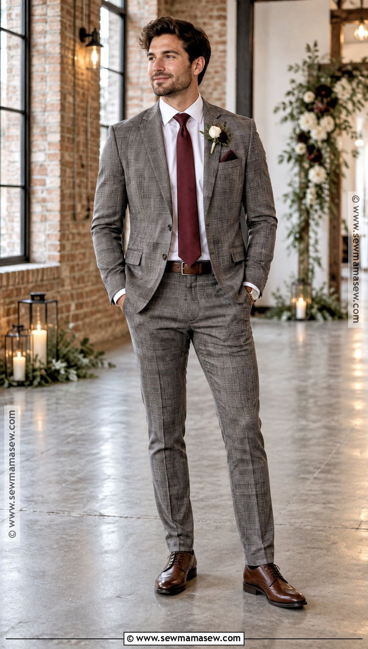 Gray Plaid Fall Wedding Suit - 20 fall wedding suits groom attire ideas