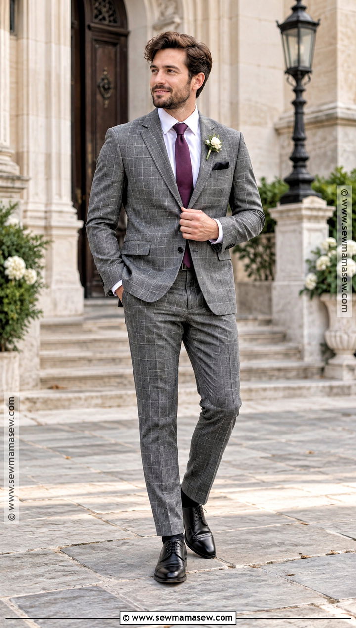 Gray Plaid Groomsmen Suit - 15 autumn groomsmen attire ideas