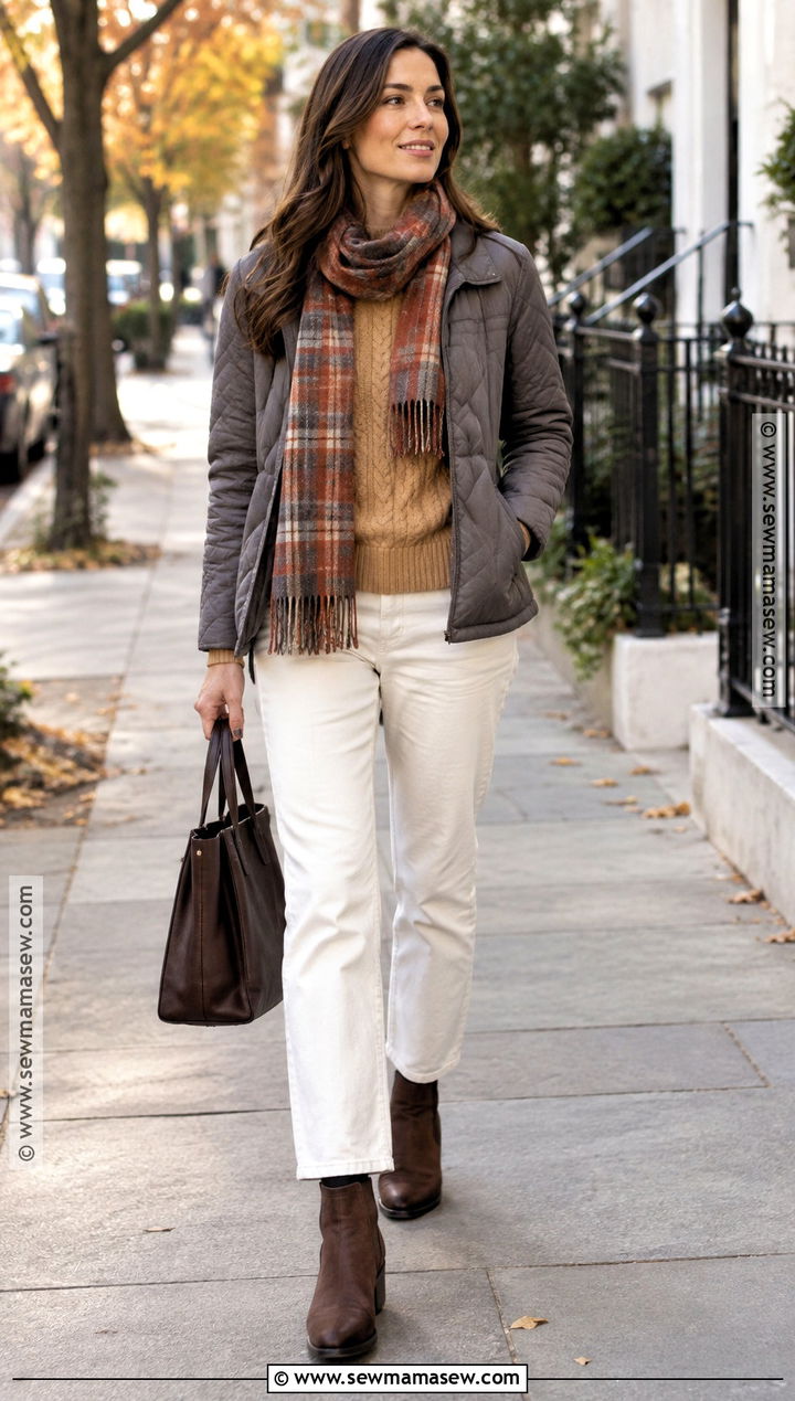 Gray Quilted Jacket With White Jeans - 15 gray quilted jacket fall ideas