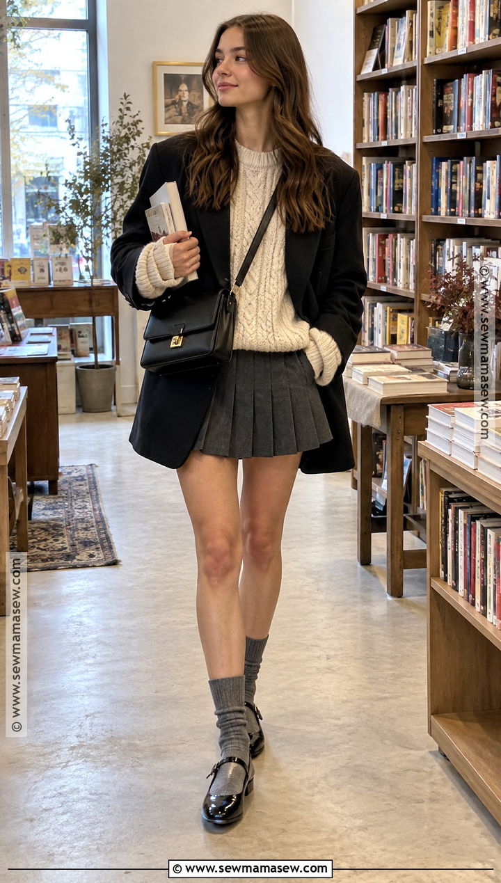 Gray Ribbed Socks With Mary Janes - 20 fall socks ideas