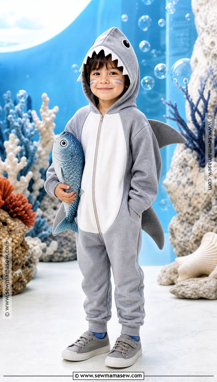 Gray Shark Costume With Fin Hoodie - 45 kids halloween costumes