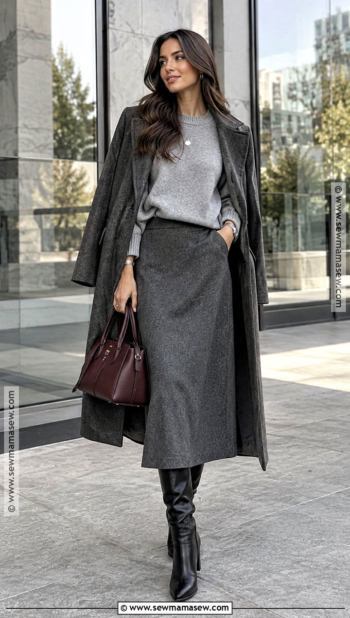 Gray Skirt Autumn Outfit - 25 skirt autumn outfit ideas