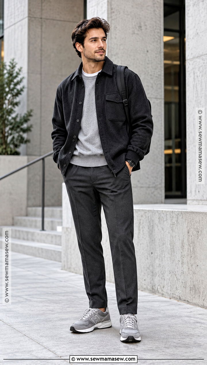 Gray Sneakers With Monochrome Layers - 15 mens fall sneakers