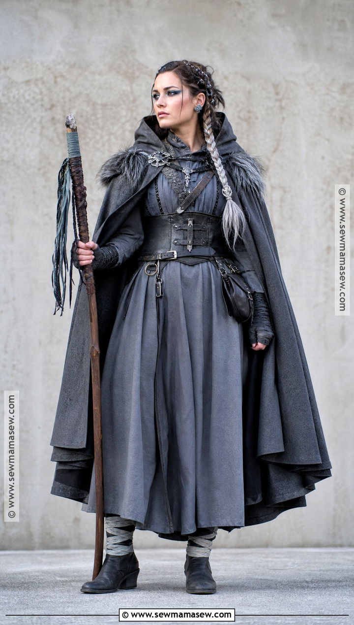 Gray Storm Viking Witch Costume With Hood - 30 viking witch costume ideas