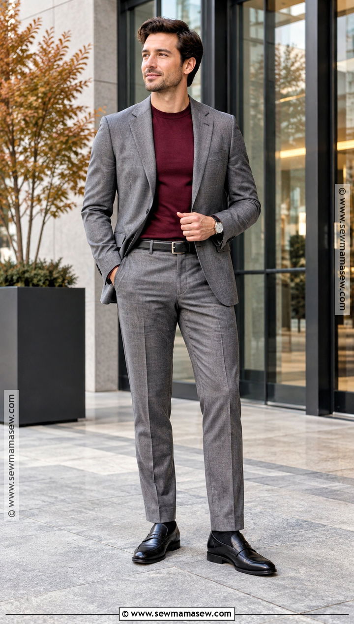 Gray Suit And Fine Knit Autumn Outfit - 15 Men Style Outfits Autumn 2026