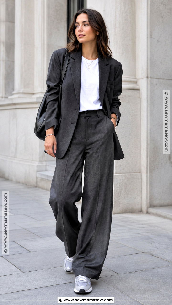 Gray Suit and Fashion Sneakers - 20 Fall Street Fashion Ideas
