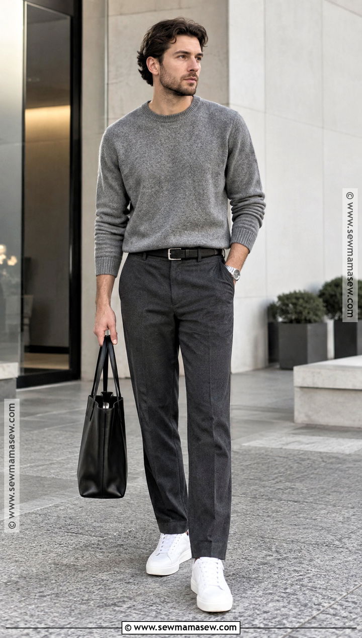 Gray Sweater Autumn Outfit - 15 Minimalist Autumn Outfit Ideas for Men