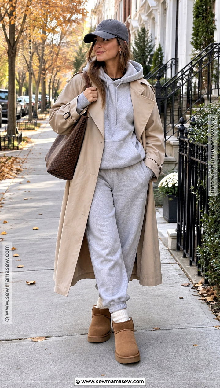 Gray Sweatpants With Hoodie And UGG Boots - 20 sweatpants fall outfit ideas