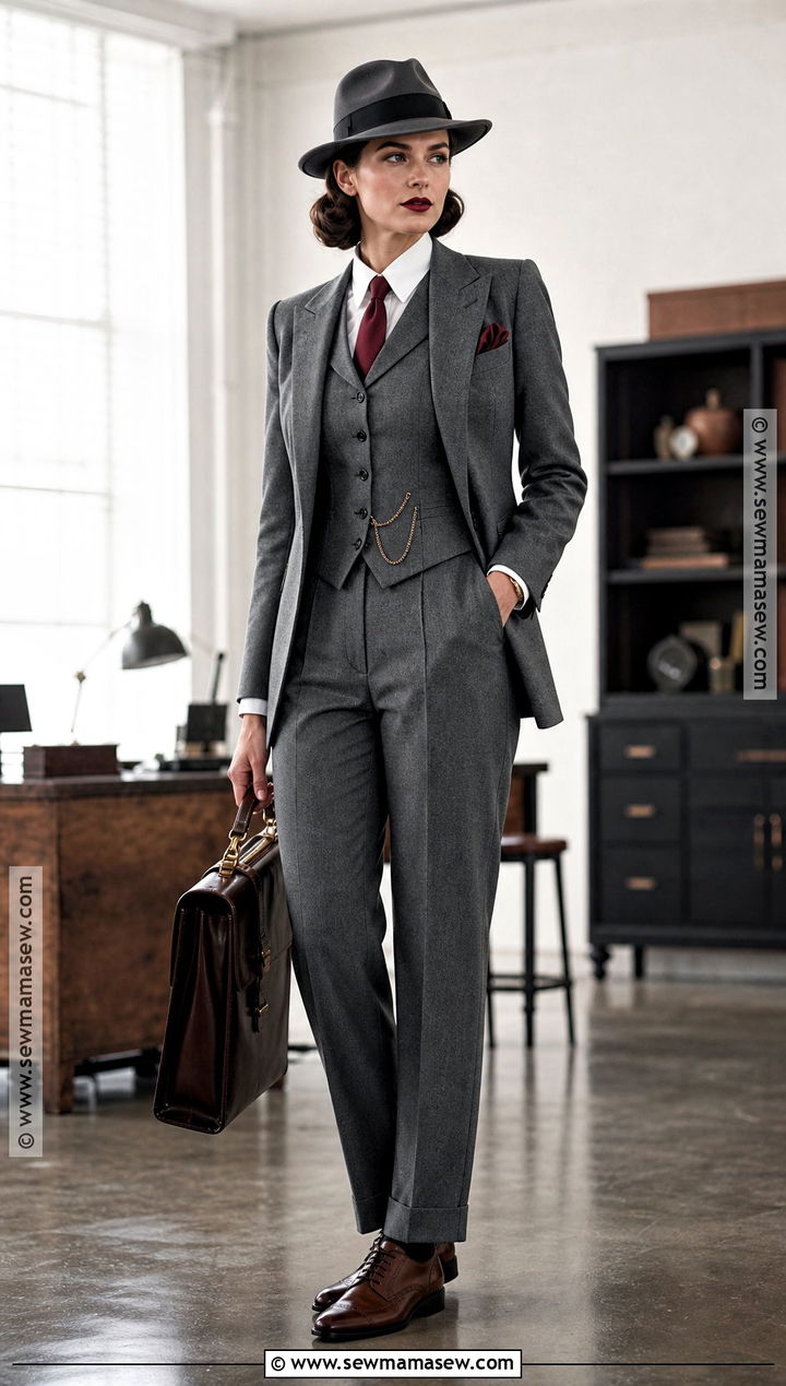 Gray Three Piece Mafia Costume - 35 Mafia Costume Ideas for Women