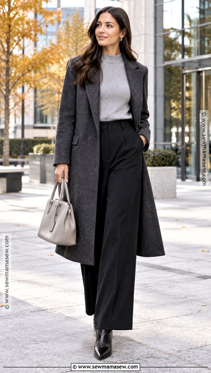 Gray Turtleneck And Black Trousers Fall Outfit - 15 Cozy Neutral Fall Outfits